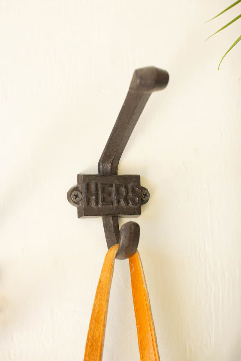 Set of 2 Cast Iron His and Hers Hooks