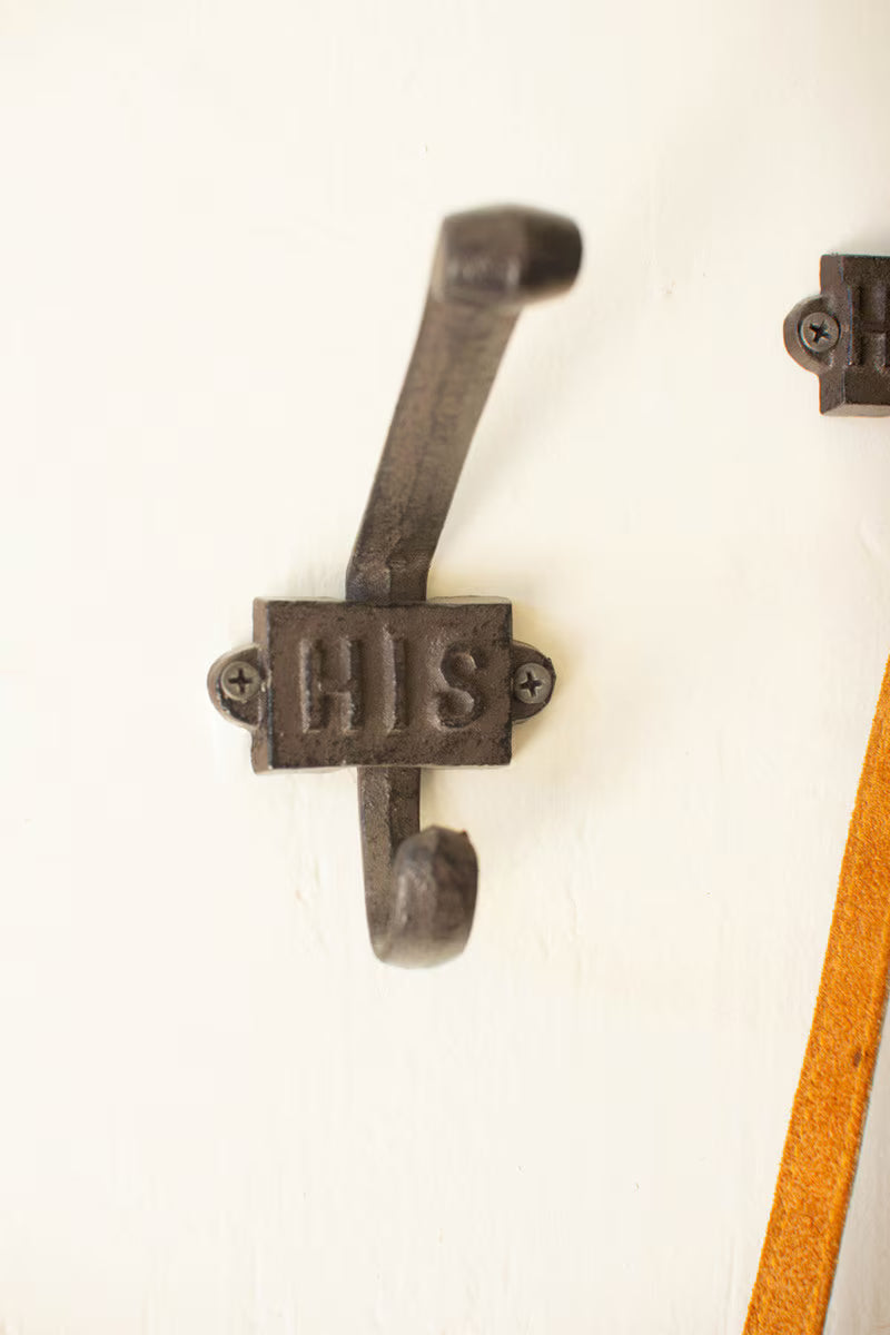 Set of 2 Cast Iron His and Hers Hooks
