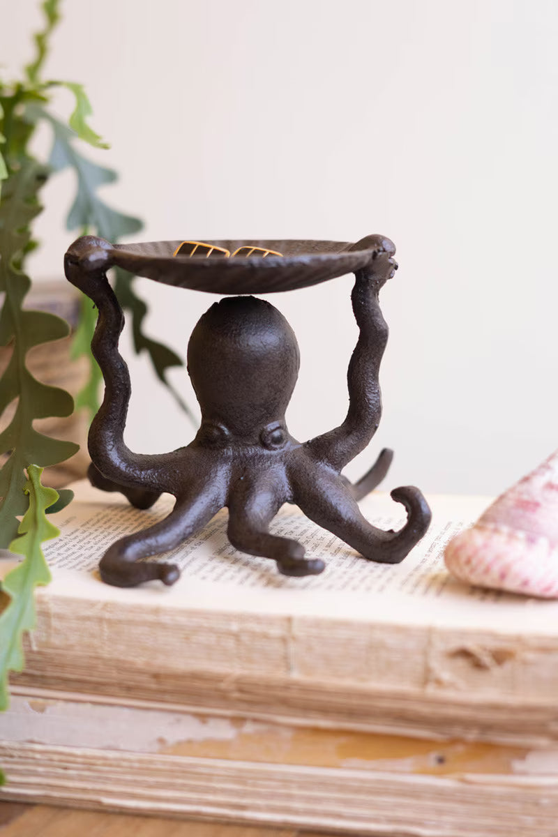 Cast Iron Octopus Holding a Shell Tray
