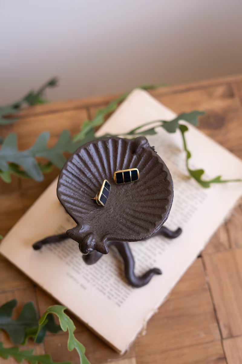 Cast Iron Octopus Holding a Shell Tray