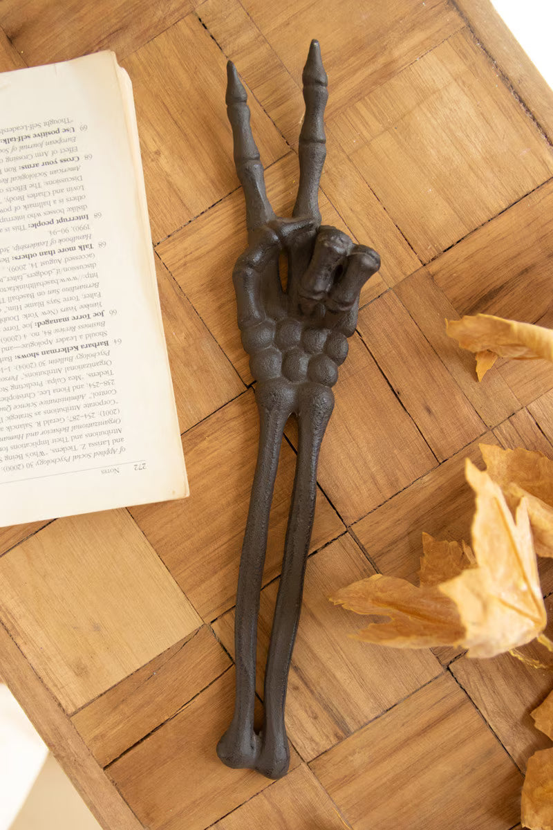 Cast Iron Skeleton Peace Sign