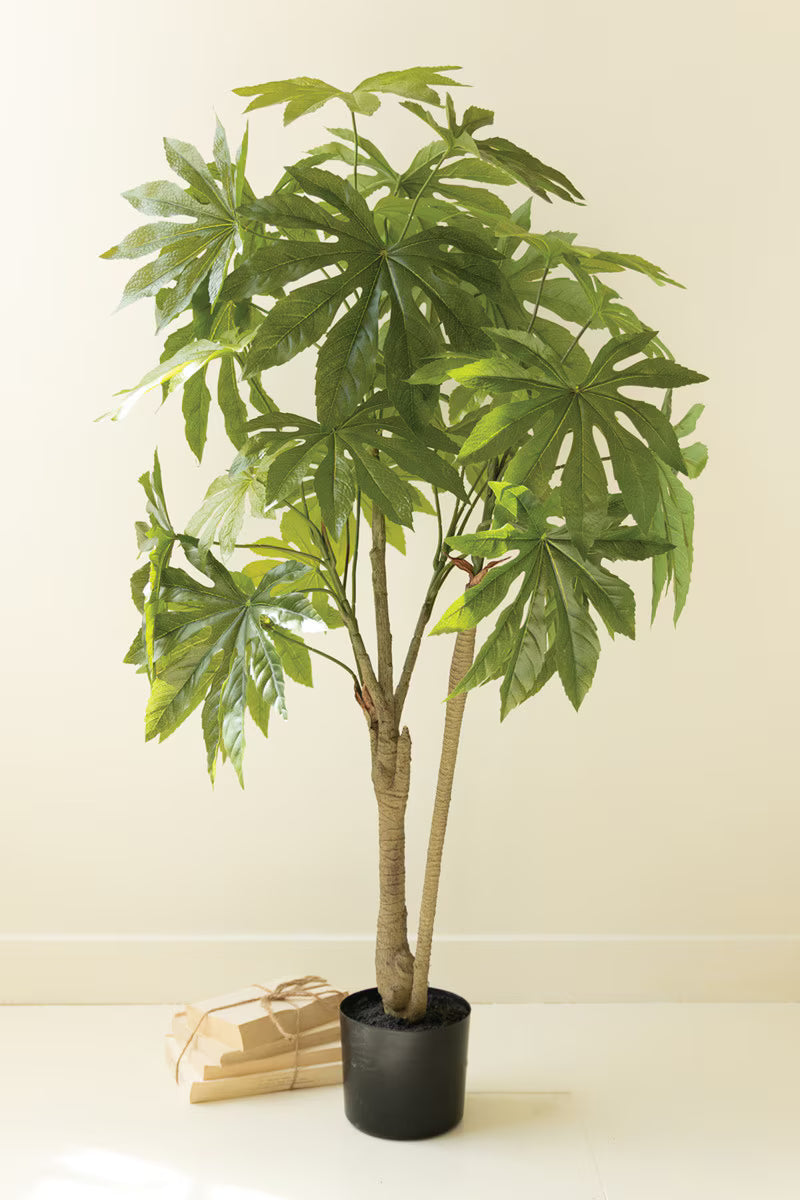 Artificial Fatsia in a Black Plastic Pot
