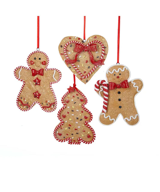 Gingerbread Men, Tree and Heart Ornaments, 4 Assorted