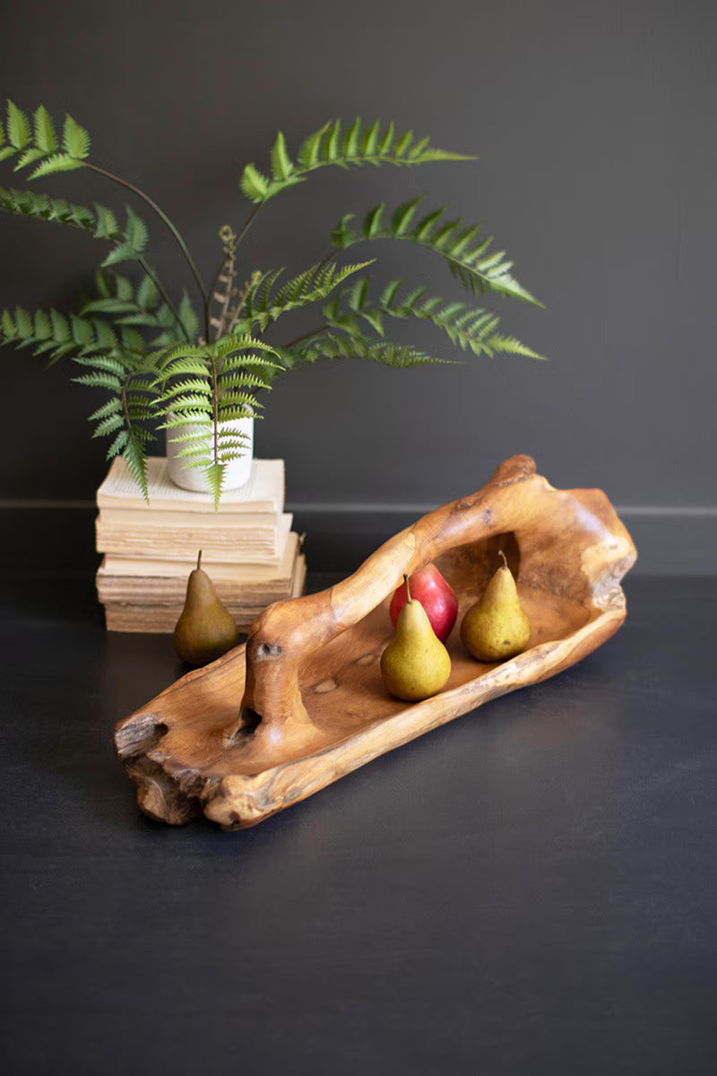 Large Oval Teakwood Bowl with Handle