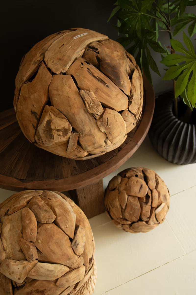 Set of 3 Recycled Teakwood Spheres