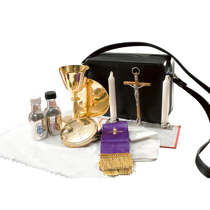 Portable Catholic Mass Kit Chalice Crucifix Candles Travel Set
