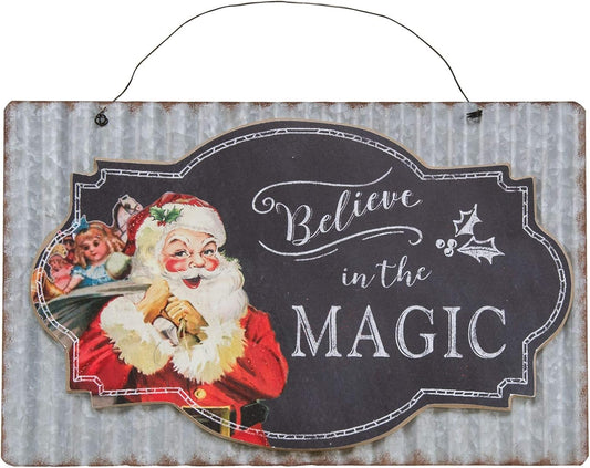 Believe in The Magic Chalkboard and Corrugated Metal Wall Sign