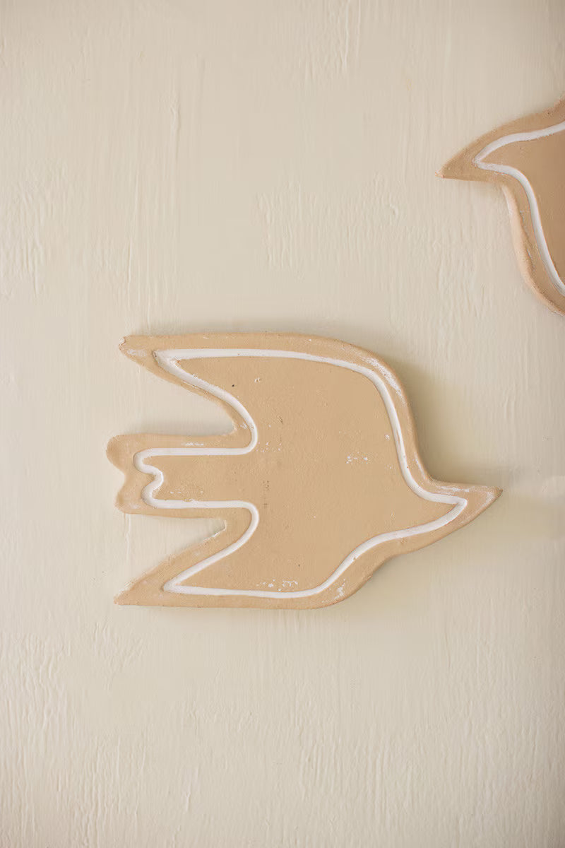 Set of 2 Clay Birds Wall Decor