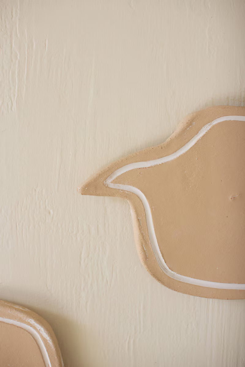 Set of 2 Clay Birds Wall Decor
