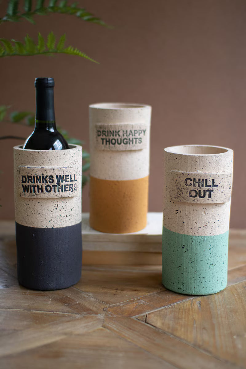 Set of 3 Dipped Terracotta Wine Coolers