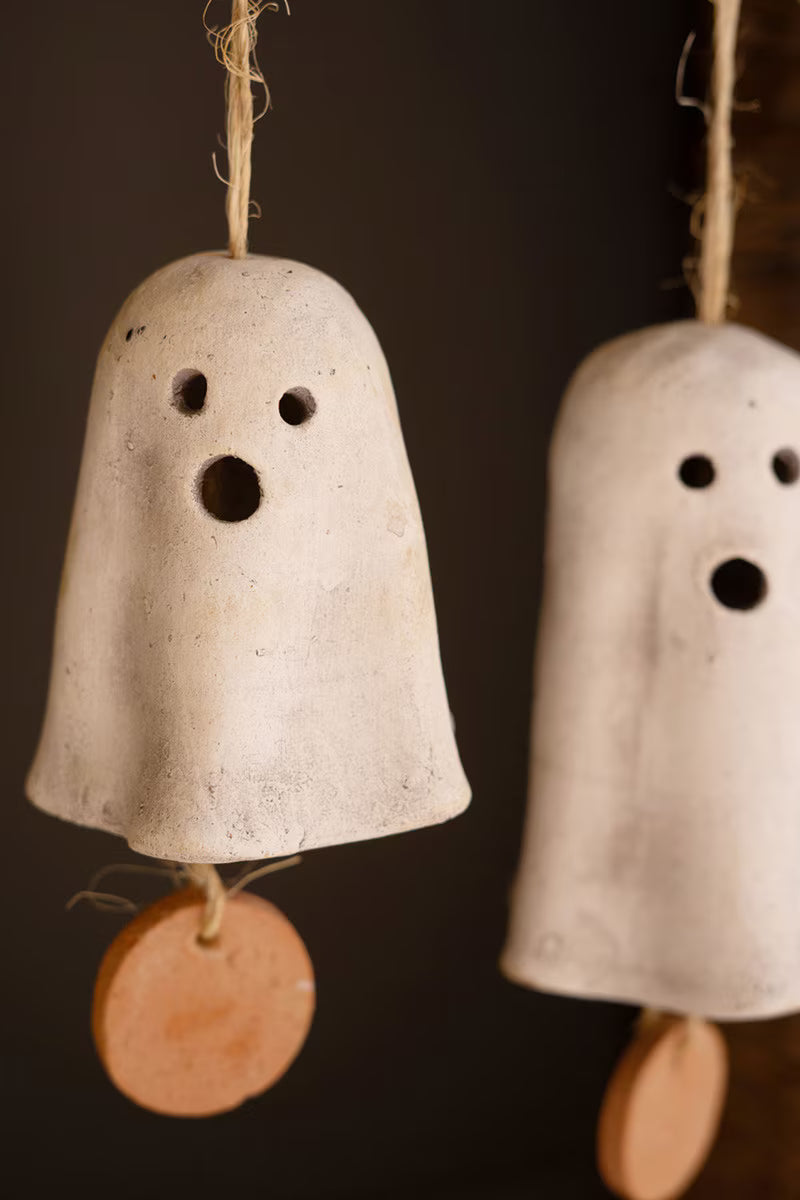 Set of 2 Clay Hanging Ghost Chimes