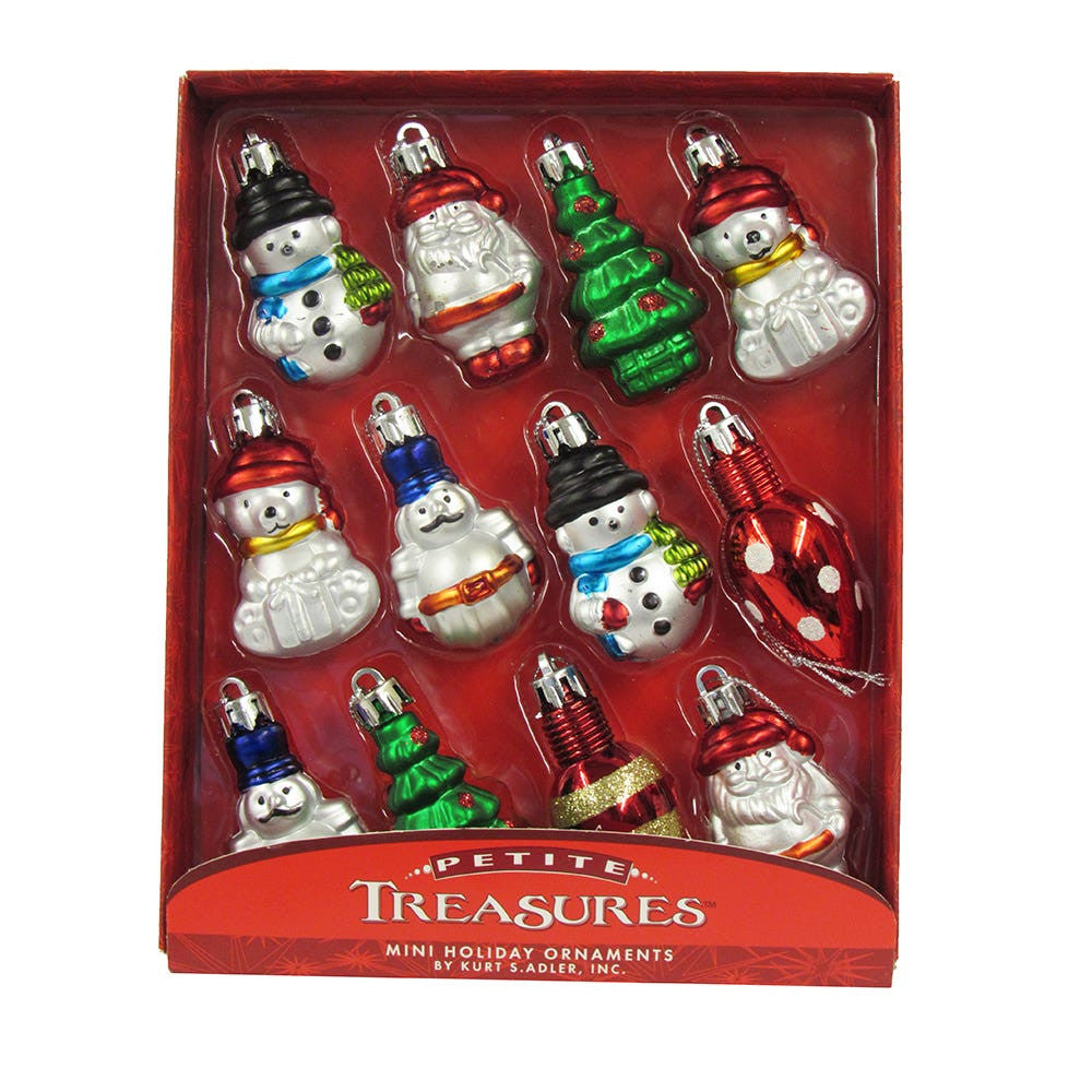 2“ Miniature Shatterproof Ornaments, 12-Piece Box