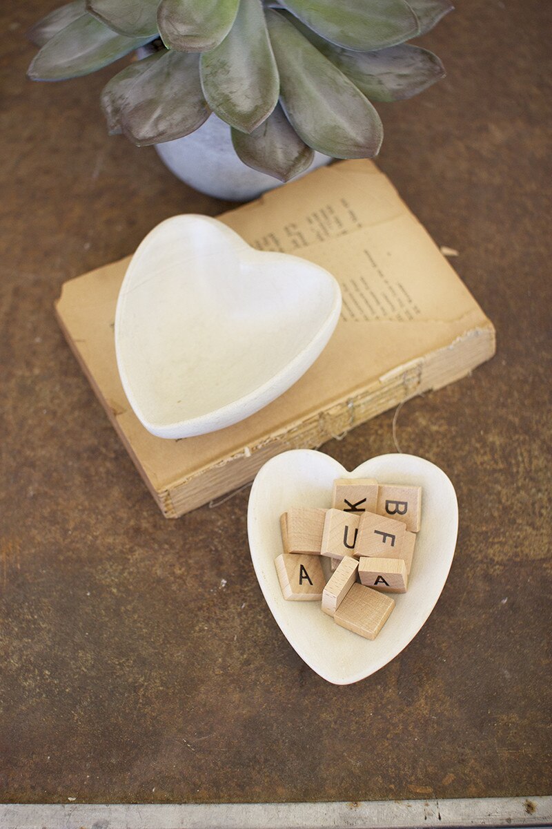 Hand-Carved White Stone Heart Bowl
