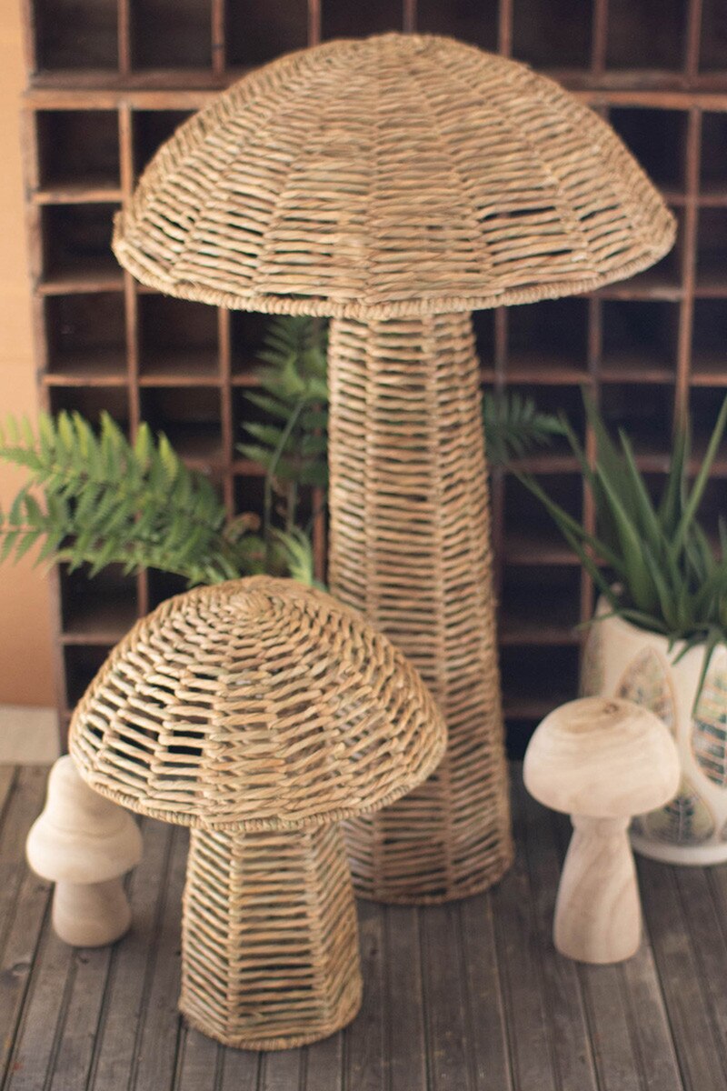 Set of 4 Woven Seagrass Mushrooms