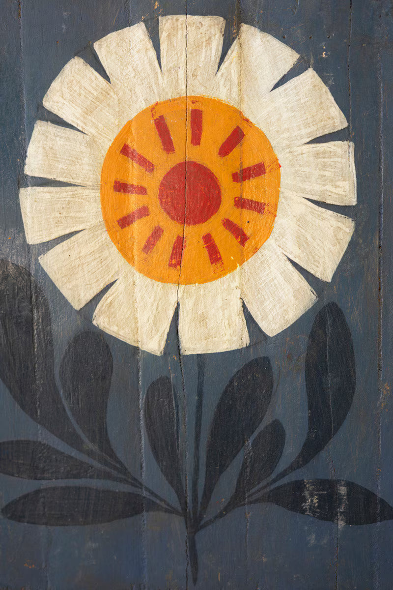 Hand-Painted Florals on Recycled Wood Set of 4