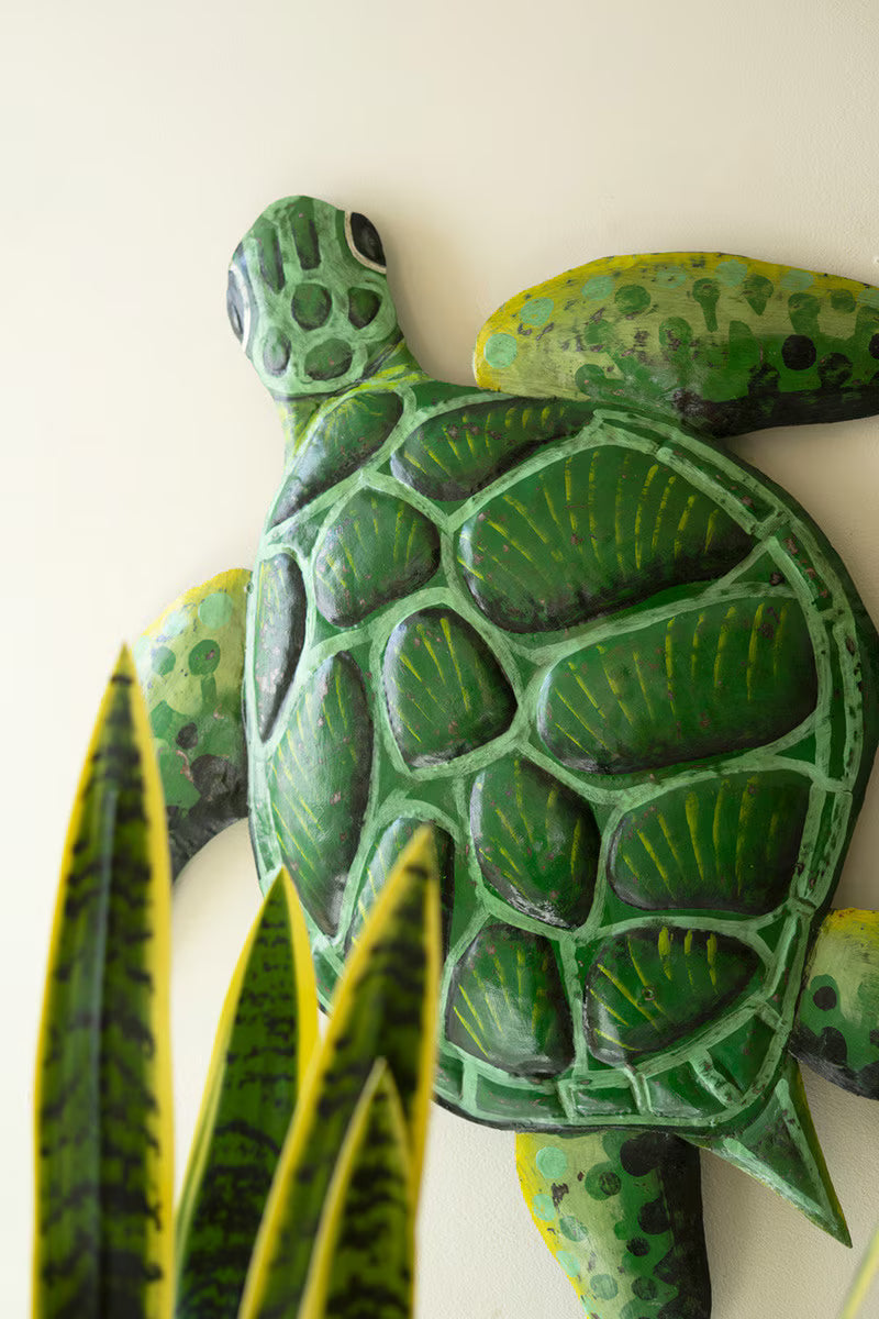 Hand-Hammered Recycled Metal Sea Turtle Wall Art