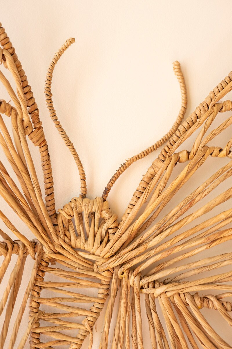 Seagrass and Iron Butterfly Wall Decor