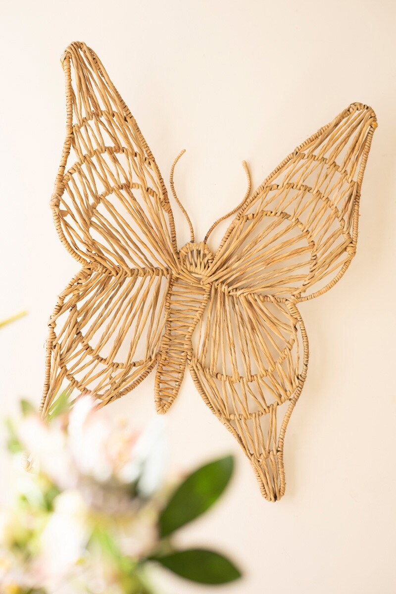 Seagrass and Iron Butterfly Wall Decor