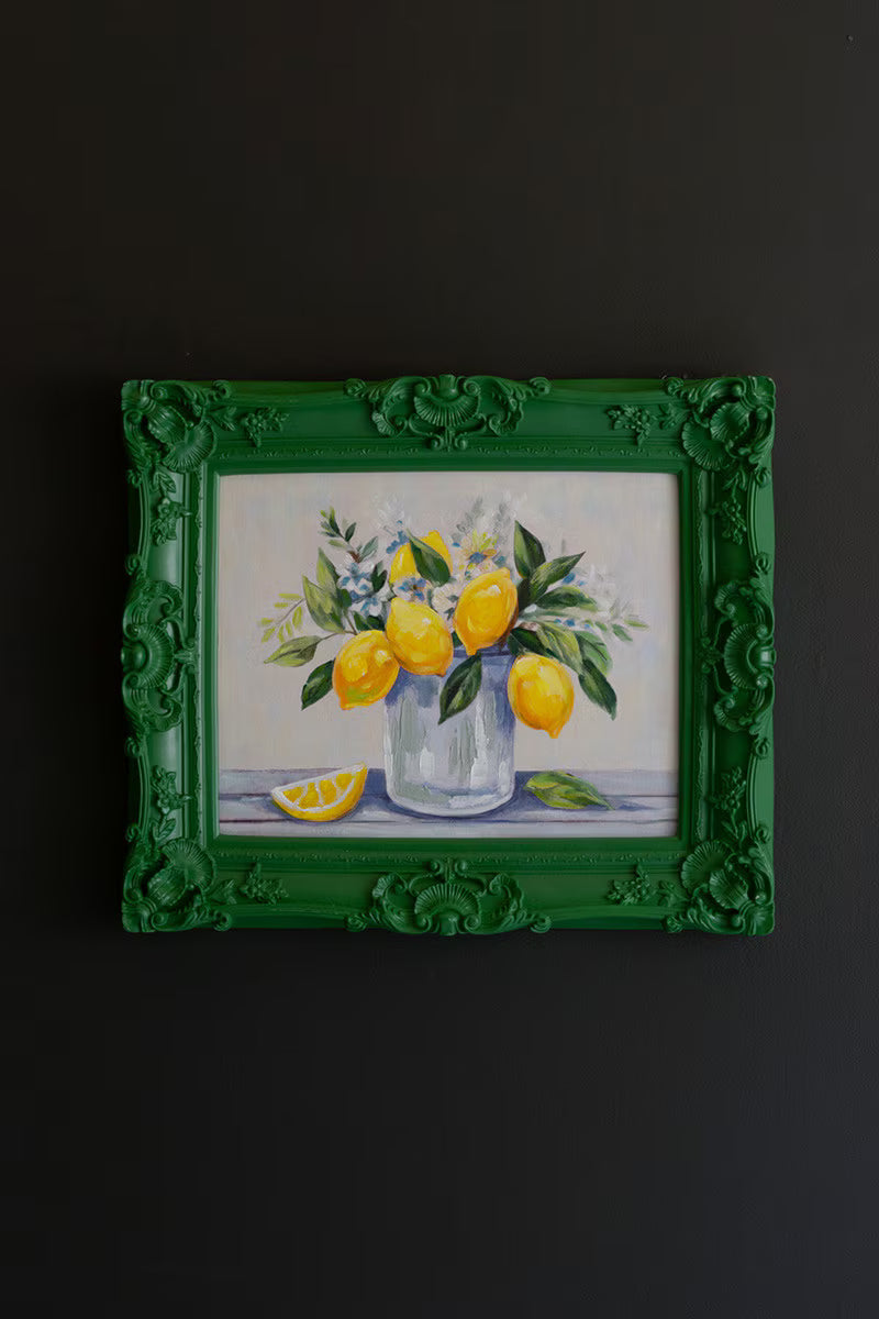 Dark Green Framed Lemon Painting