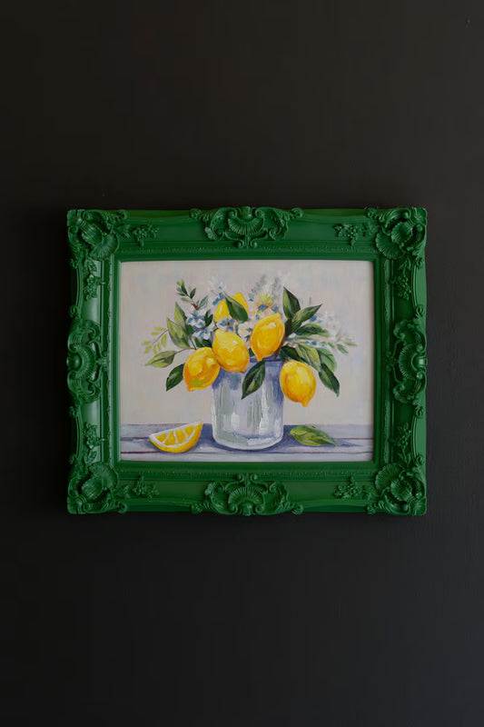Dark Green Framed Lemon Painting