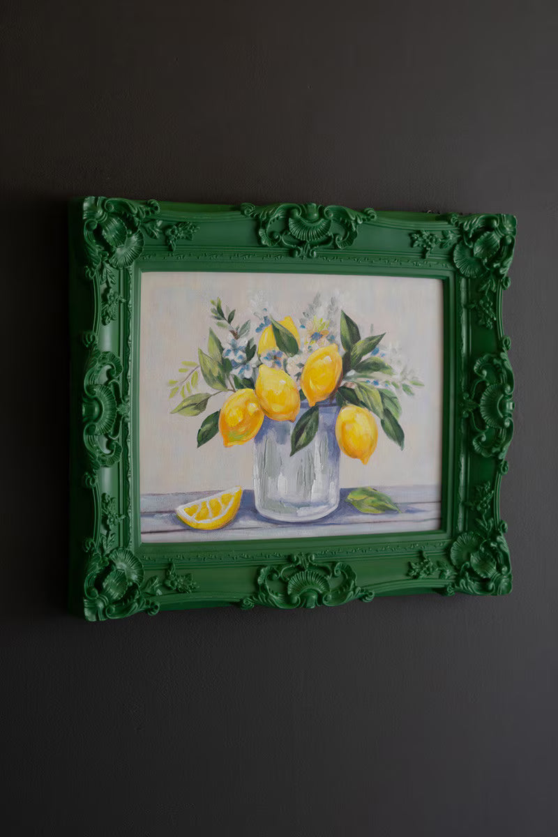 Dark Green Framed Lemon Painting