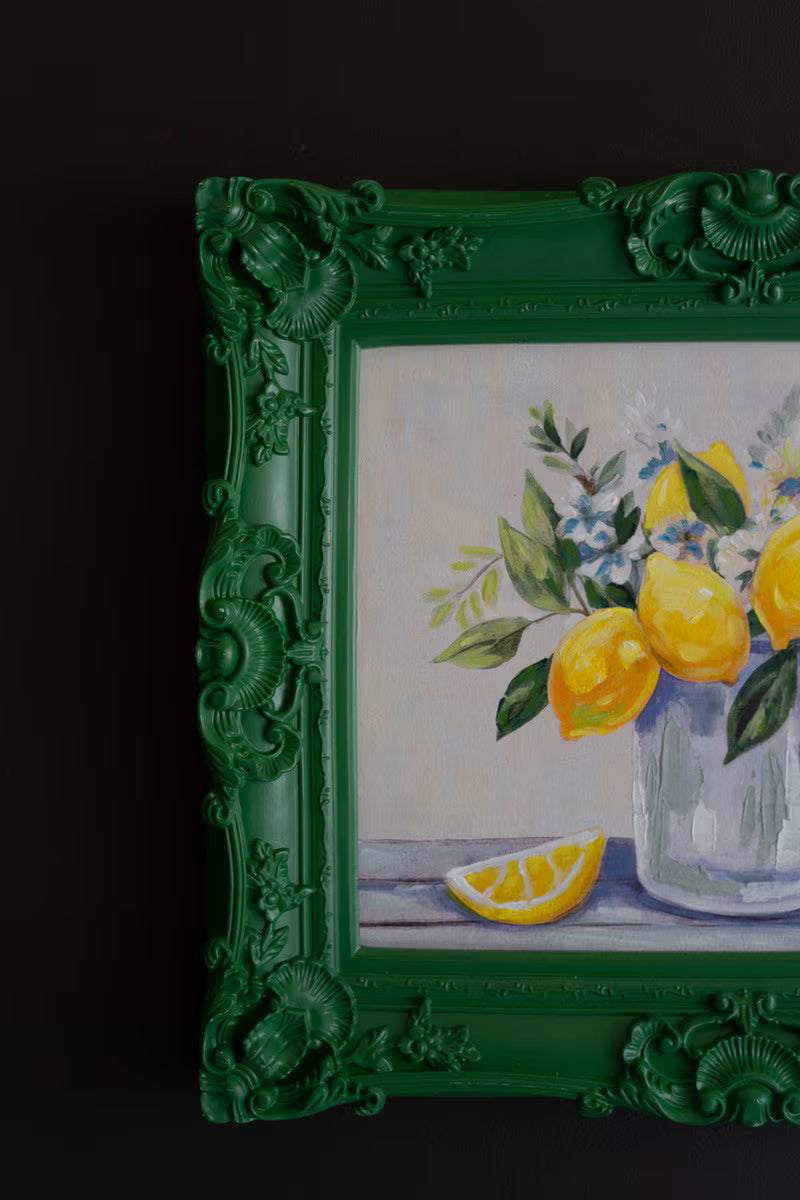 Dark Green Framed Lemon Painting