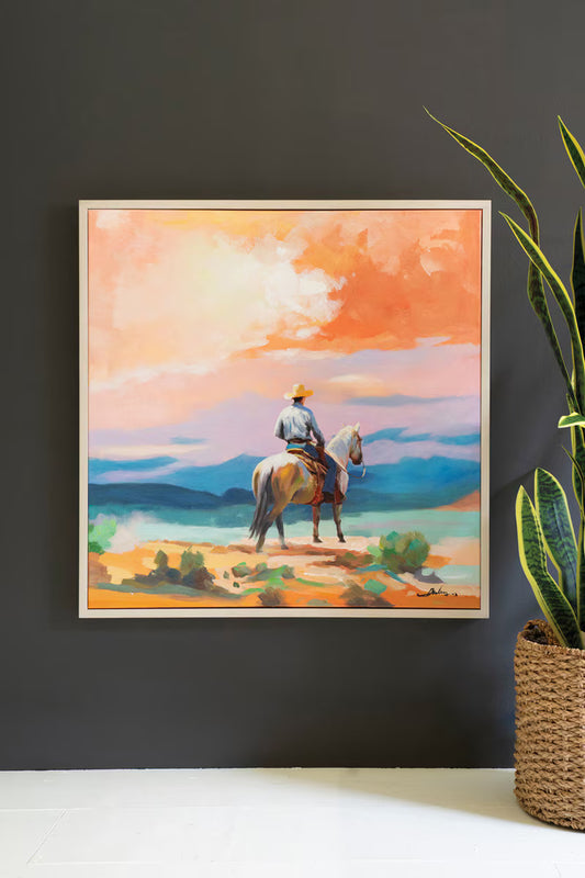 Framed Cowboy Painting