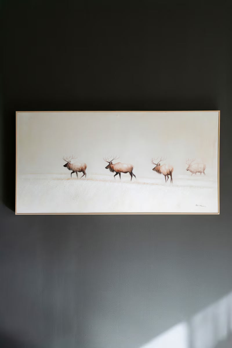 Framed Elk Painting