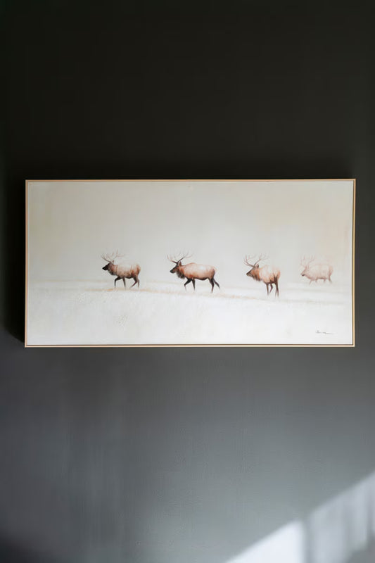 Framed Elk Painting