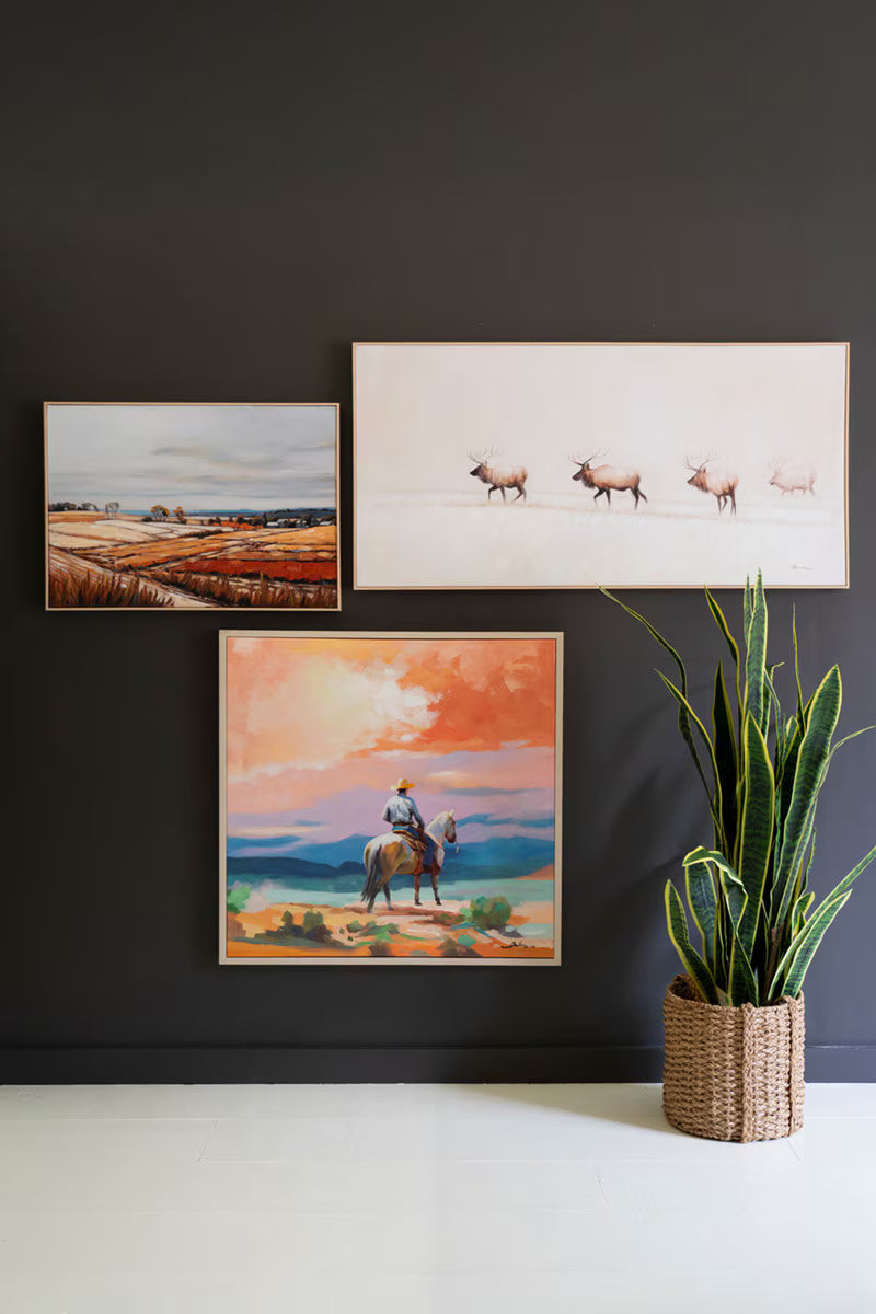 Framed Elk Painting