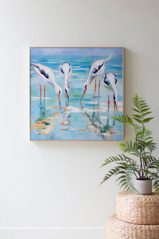 Framed Acrylic Shore Birds Painting