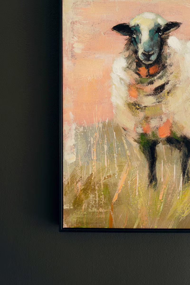 Framed Sheep Painting