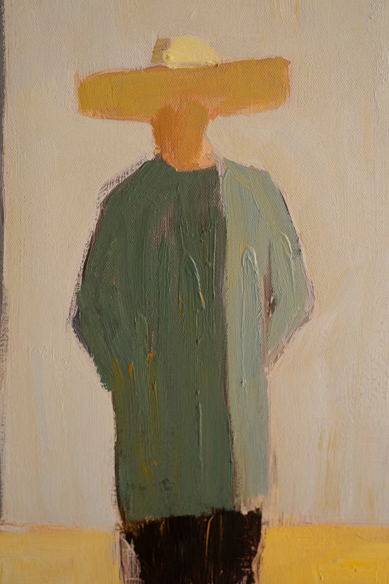 Set of 2 Framed Men and Women in Hats Paintings