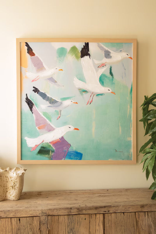 Framed Seagulls Painting