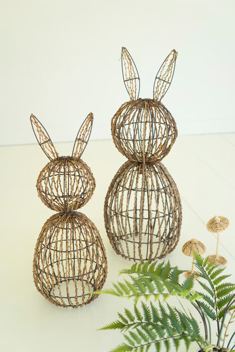 Set of 2 Twig and Iron Rabbits