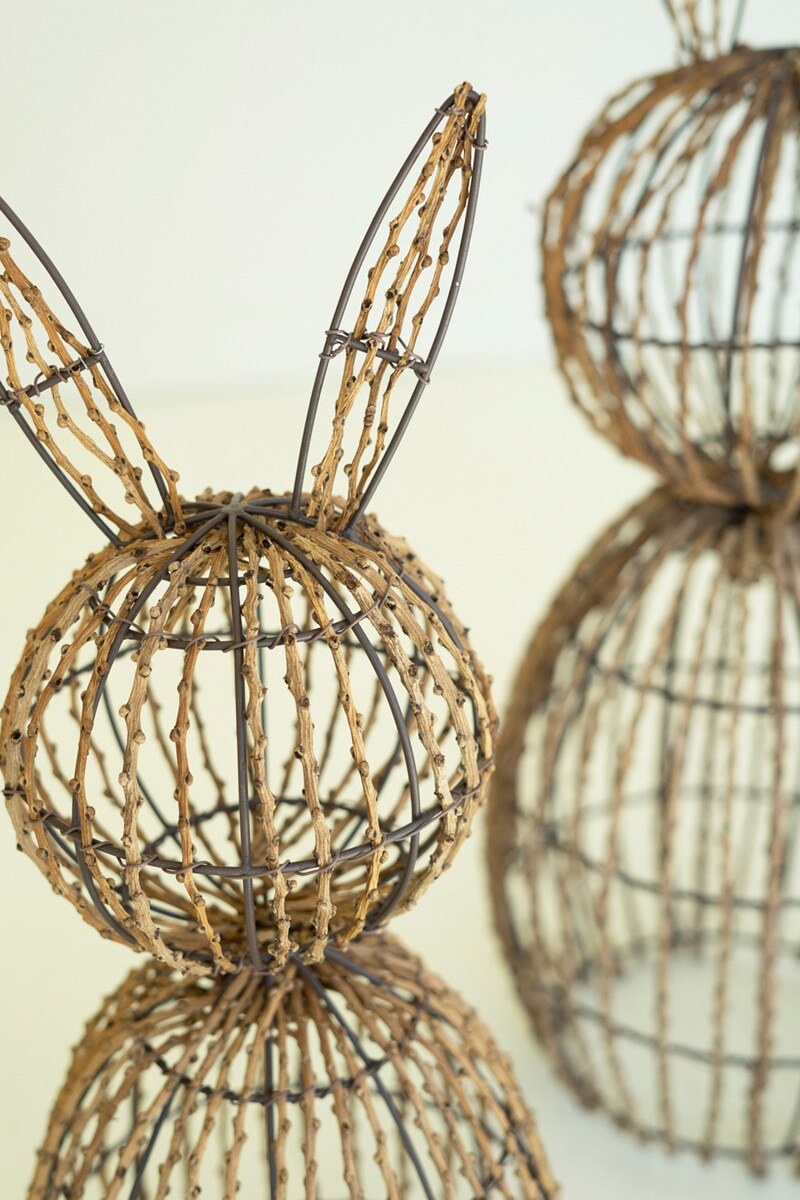 Set of 2 Twig and Iron Rabbits
