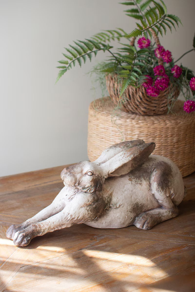 Faux Concrete Reclining Rabbit