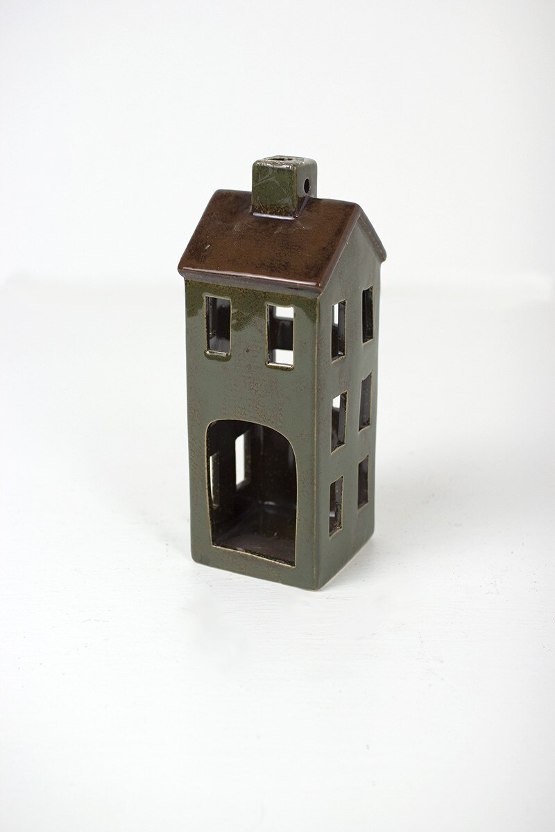 Set of 6 Colorful Ceramic Village Luminaries
