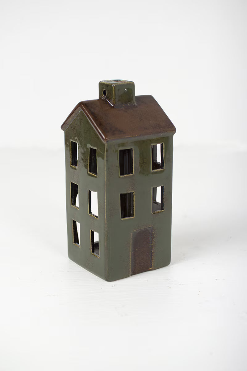 Set of 6 Colorful Ceramic Village Luminaries