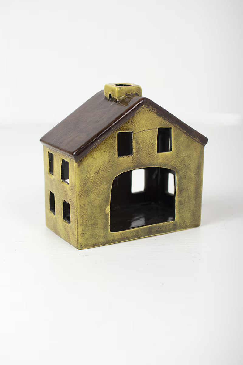 Set of 6 Colorful Ceramic Village Luminaries