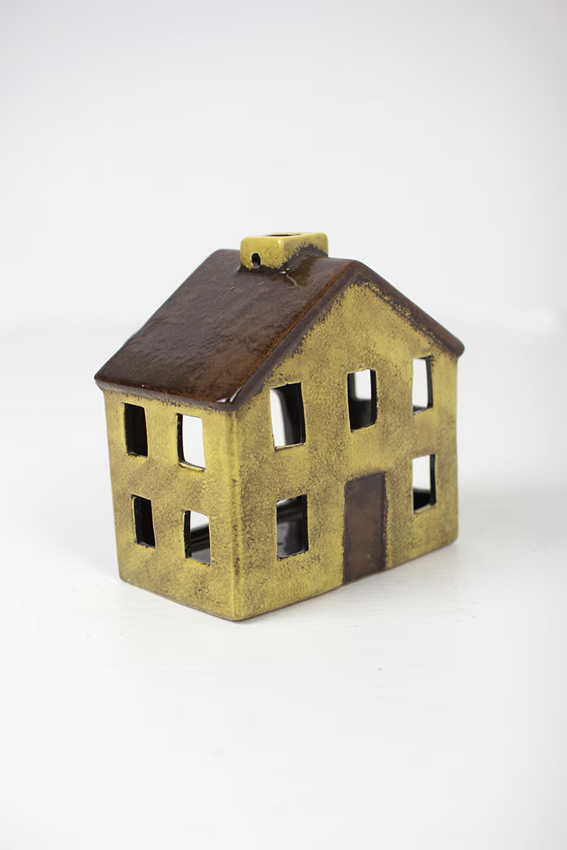 Set of 6 Colorful Ceramic Village Luminaries