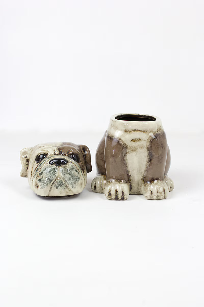 Ceramic Bulldog Canister