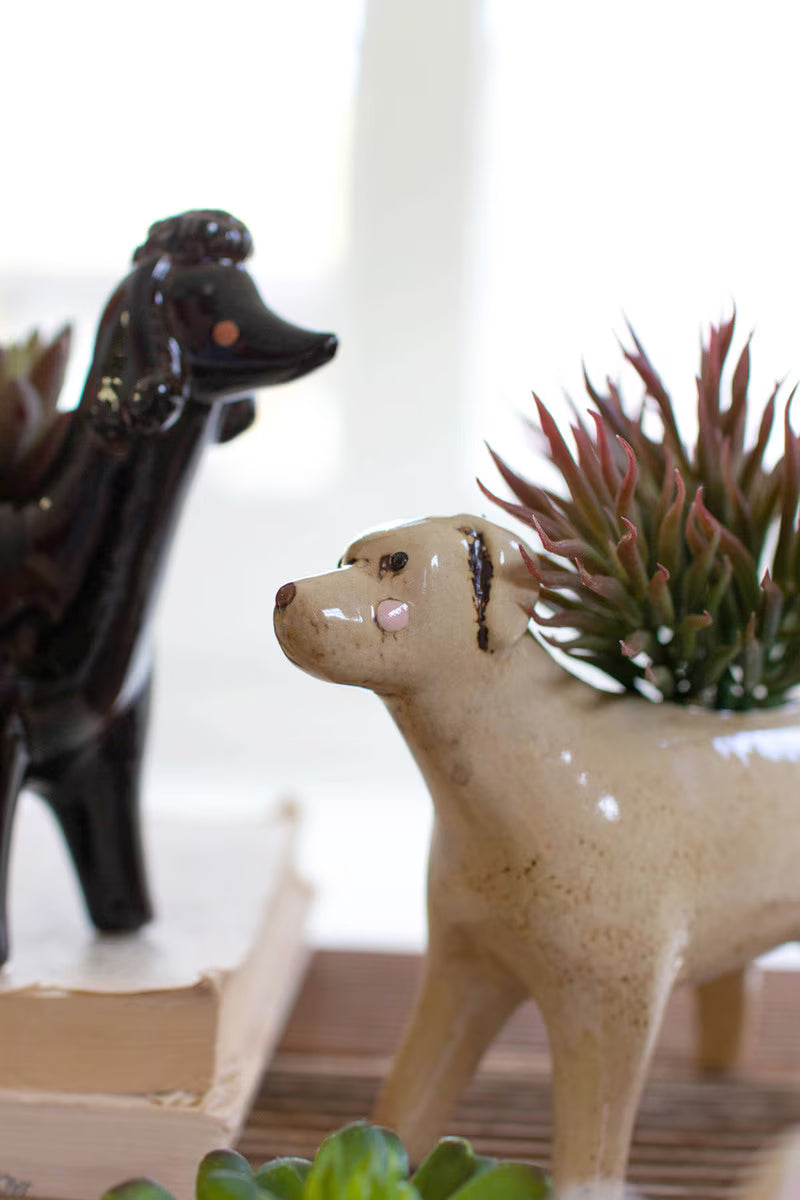 Set of 5 Ceramic Dog Planters