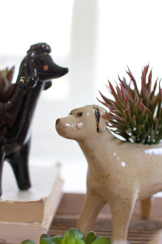 Set of 5 Ceramic Dog Planters