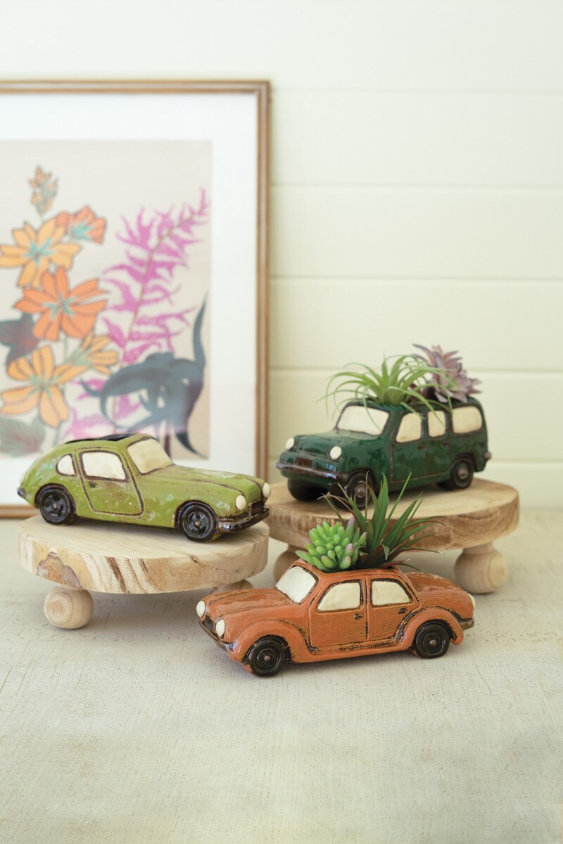 Set of 3 Ceramic Cars Planters