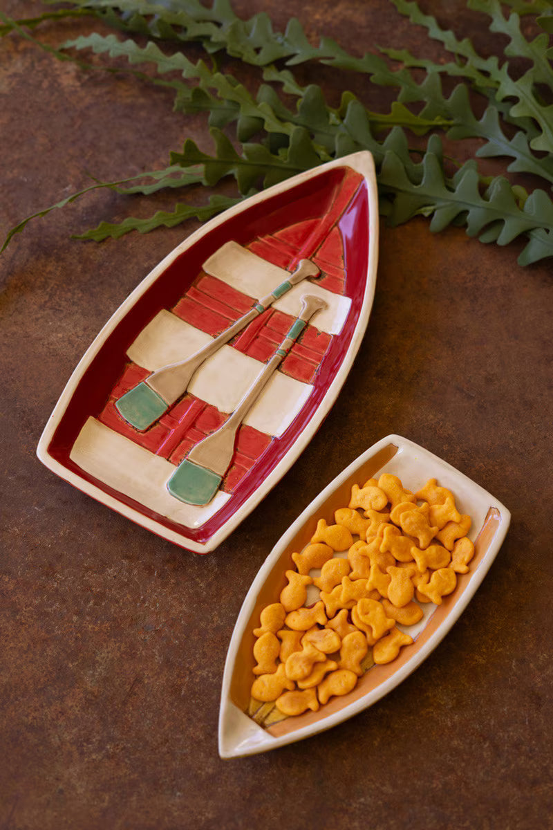 Set of 2 Ceramic Boat Platters