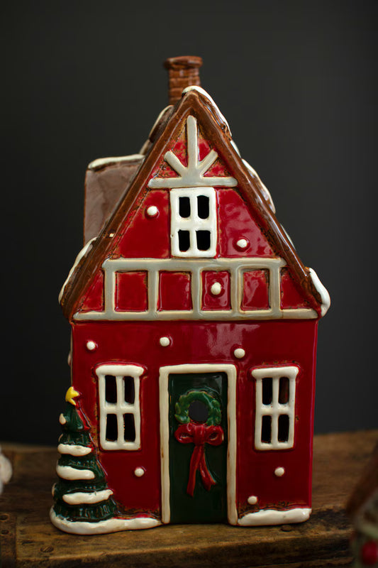 Set of 4 Ceramic Christmas Village