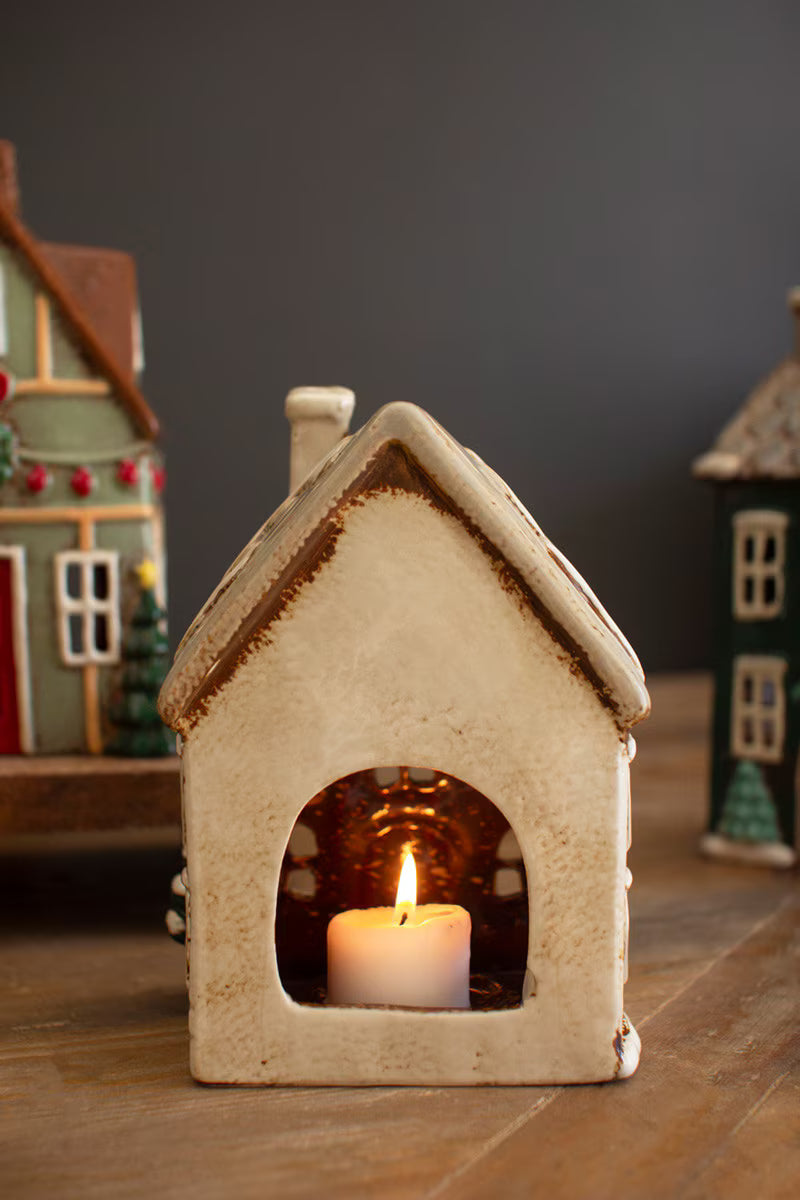 Set of 4 Ceramic Christmas Village
