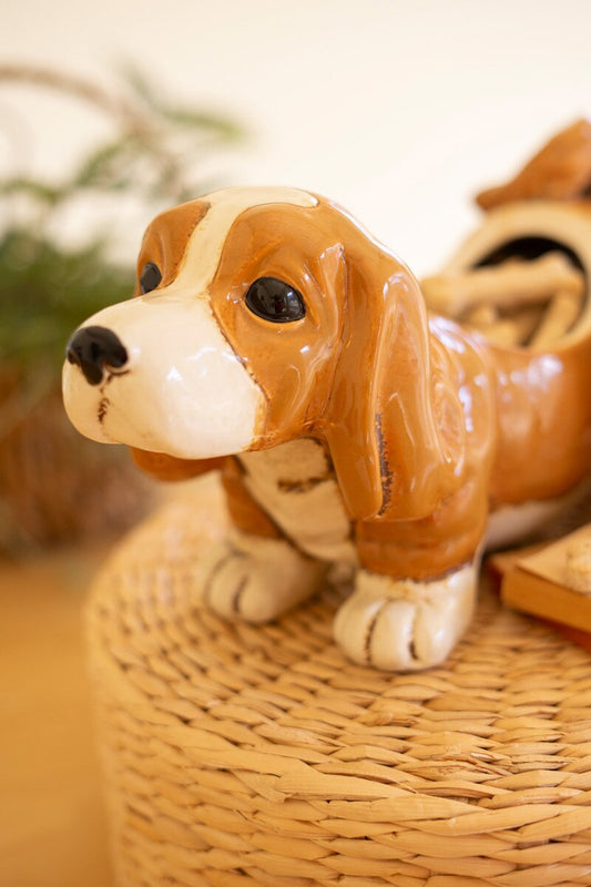 Ceramic Basset Hound Canister