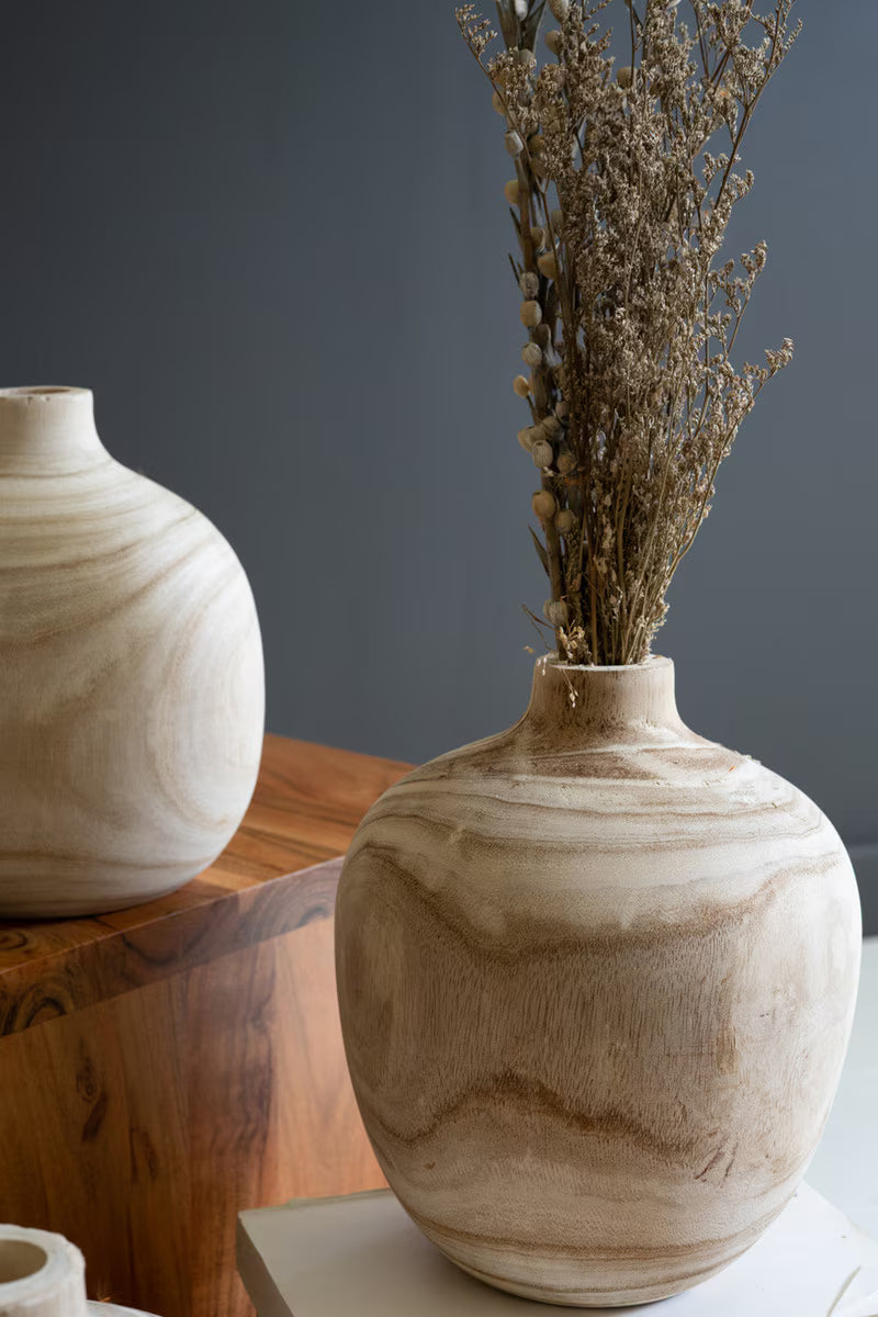Set of 5 Turned Wood Bulb Vases